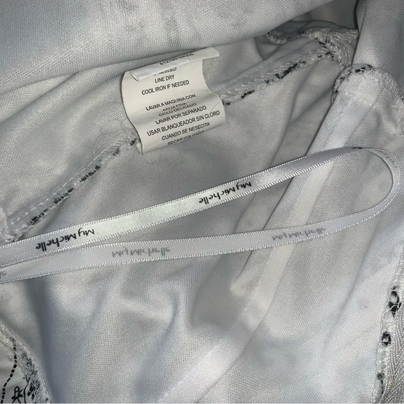 Women’s 3 Vintage MY MICHELLE White Black Floral Spaghetti Strap Sundress EXC - Picture 13 of 16